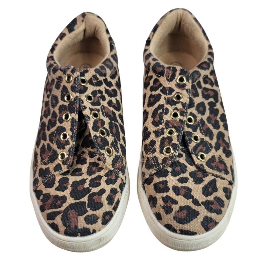 Cat & Jack Girls Animal Print Sneakers Brown Size 2 Leopard Cheetah No Laces